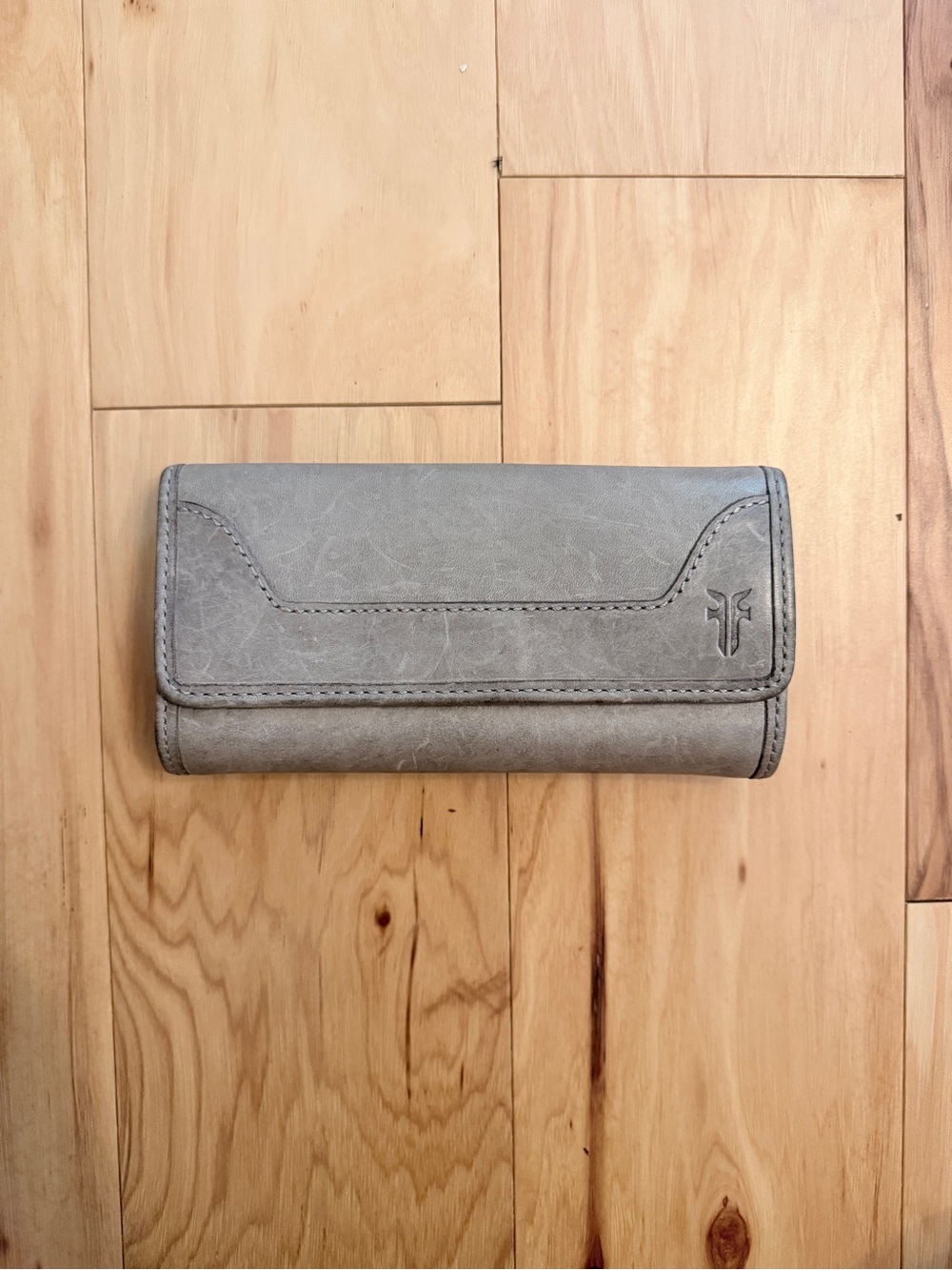 Frye Melissa Gray Leather Tri-fold Wallet